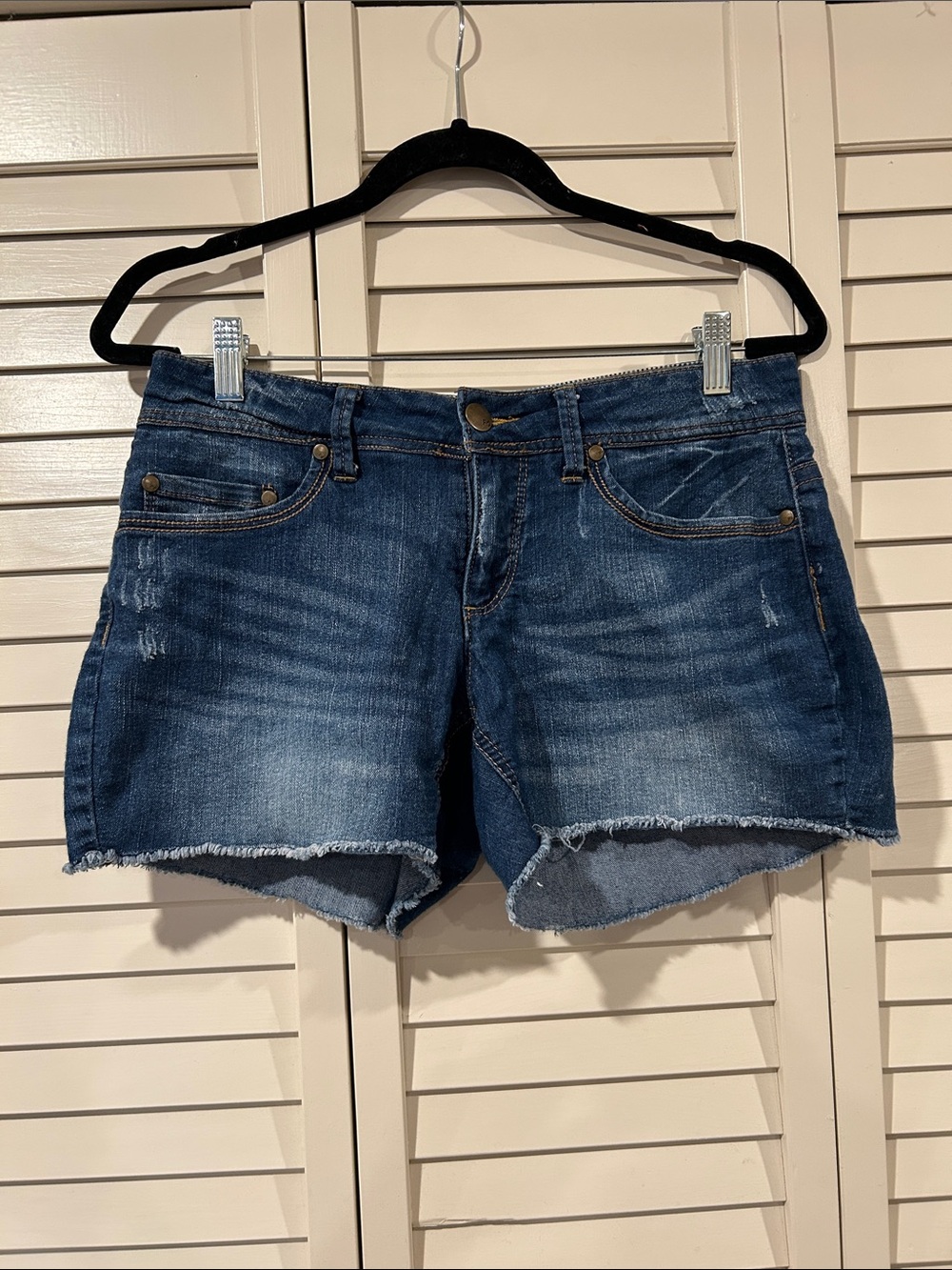 Faded Glory Dark Blue Distressed Denim Cutoff Shorts Size 4